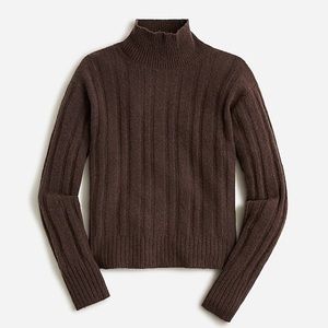 NWT J. Crew Supersoft Ribbed Mock Neck Sweater in Dark Brown
